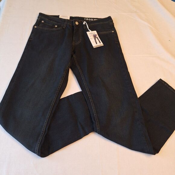 Izod Dark Wash Blue Denim Sport Flex Comfort Stretch Slim Fit Jeans Size 30x32 - Picture 10 of 11